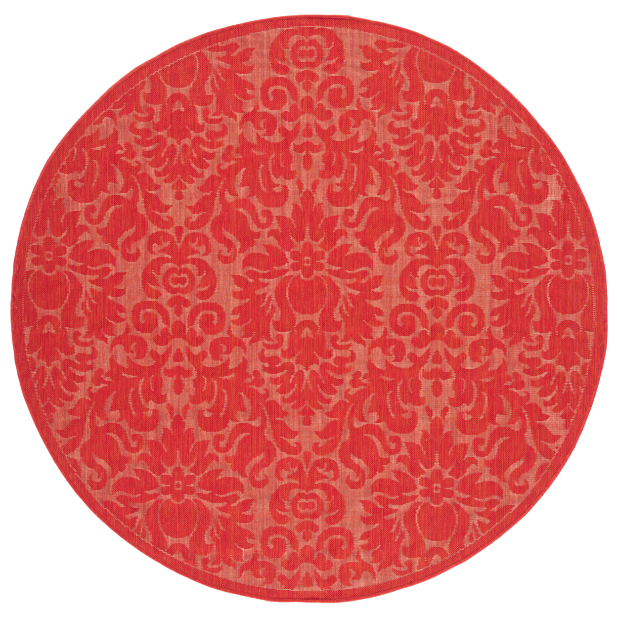 SAFAVIEH Outdoor CY2714-3777 Courtyard Collection Red / Red Rug - 6' 7 Round