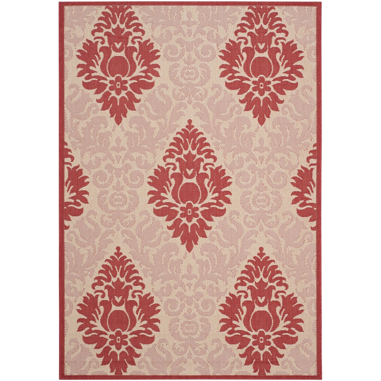 SAFAVIEH Outdoor CY2714-3701 Courtyard Natural / Red Rug - 8' X 11'