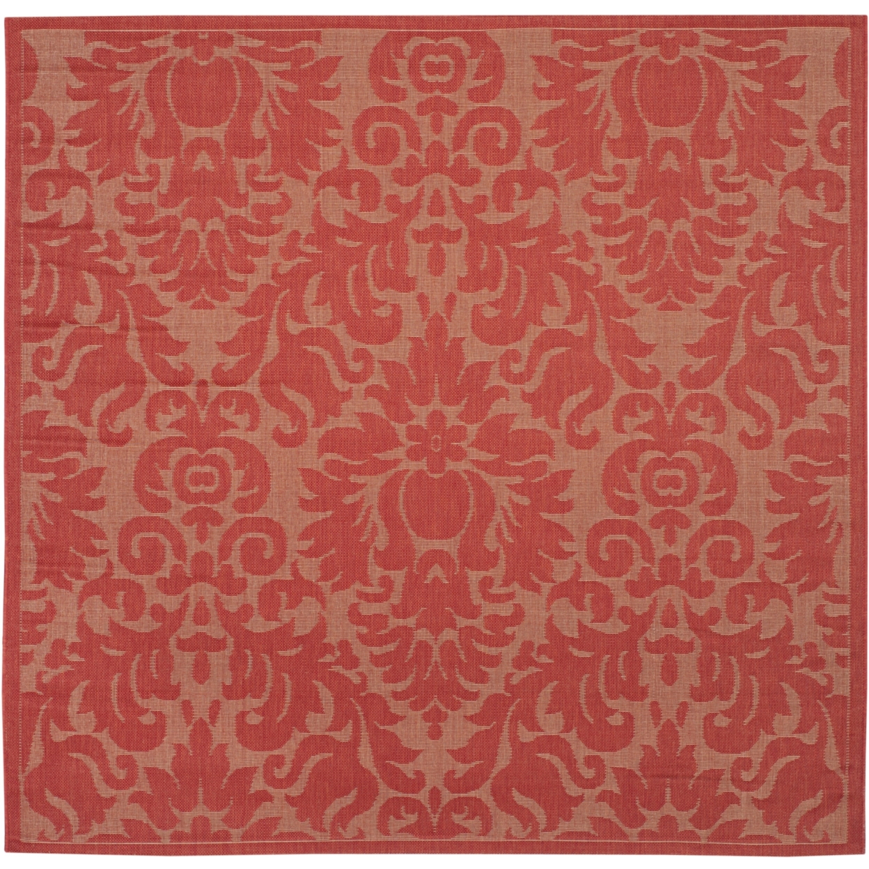 SAFAVIEH Outdoor CY2714-3777 Courtyard Collection Red / Red Rug - 6' 7 Square