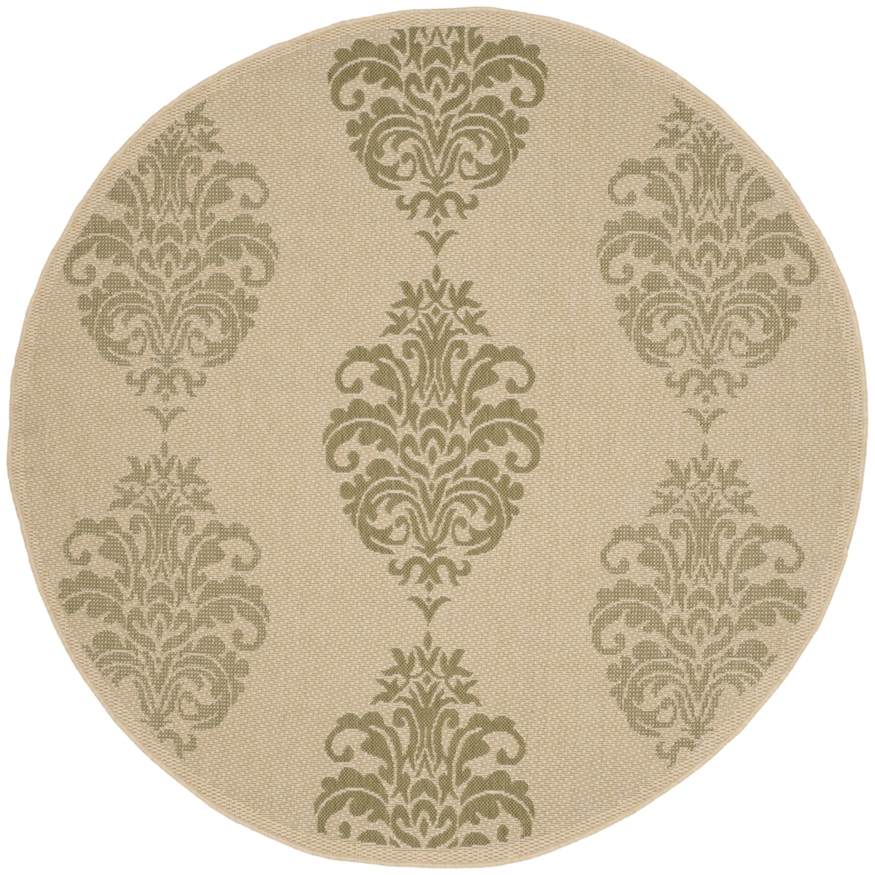 SAFAVIEH Outdoor CY2720-1E01 Courtyard Natural / Olive Rug - 5' 3 Round