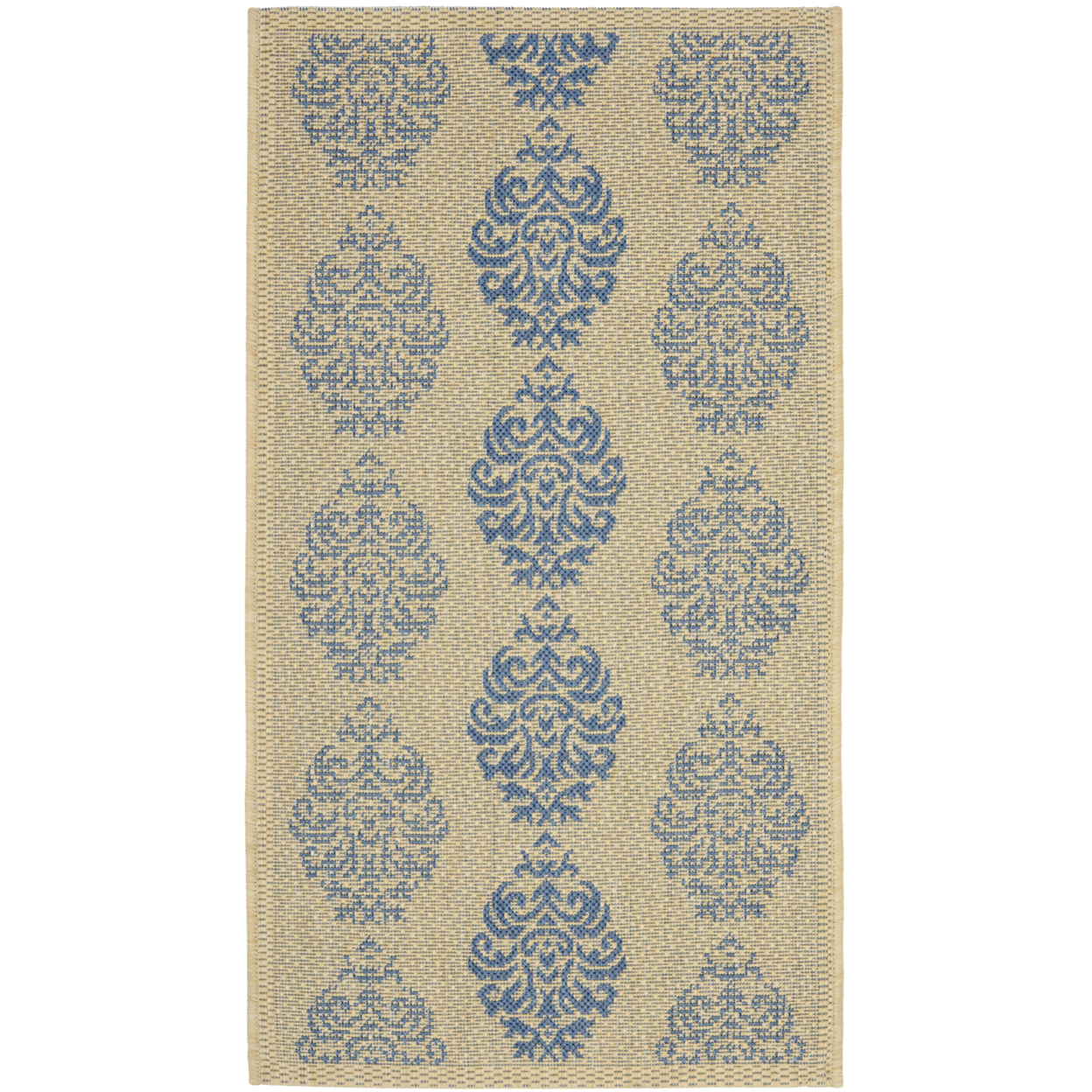 SAFAVIEH Outdoor CY2720-3101 Courtyard Natural / Blue Rug - 7' 10 Square