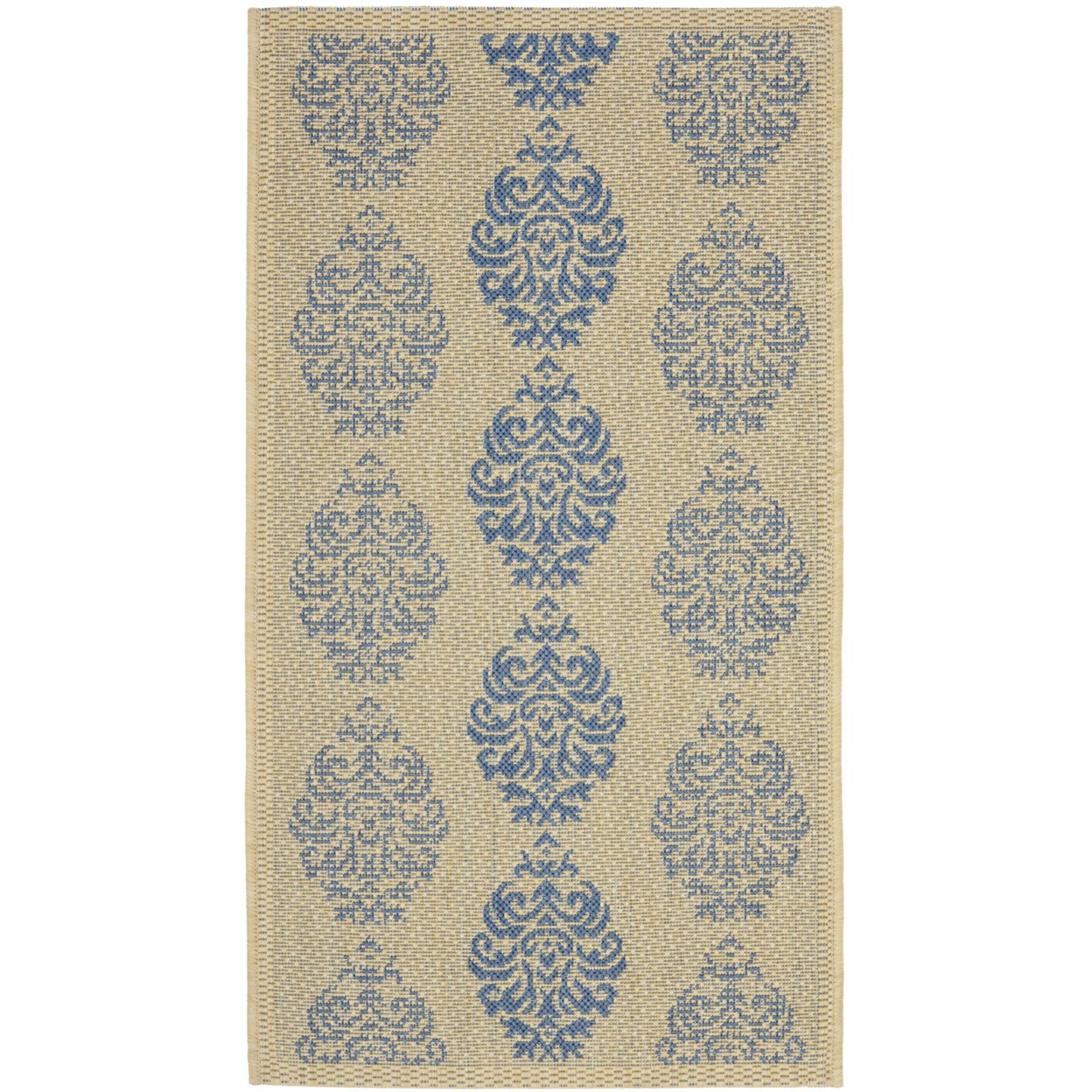 SAFAVIEH Outdoor CY2720-3101 Courtyard Natural / Blue Rug - 6' 7 Square