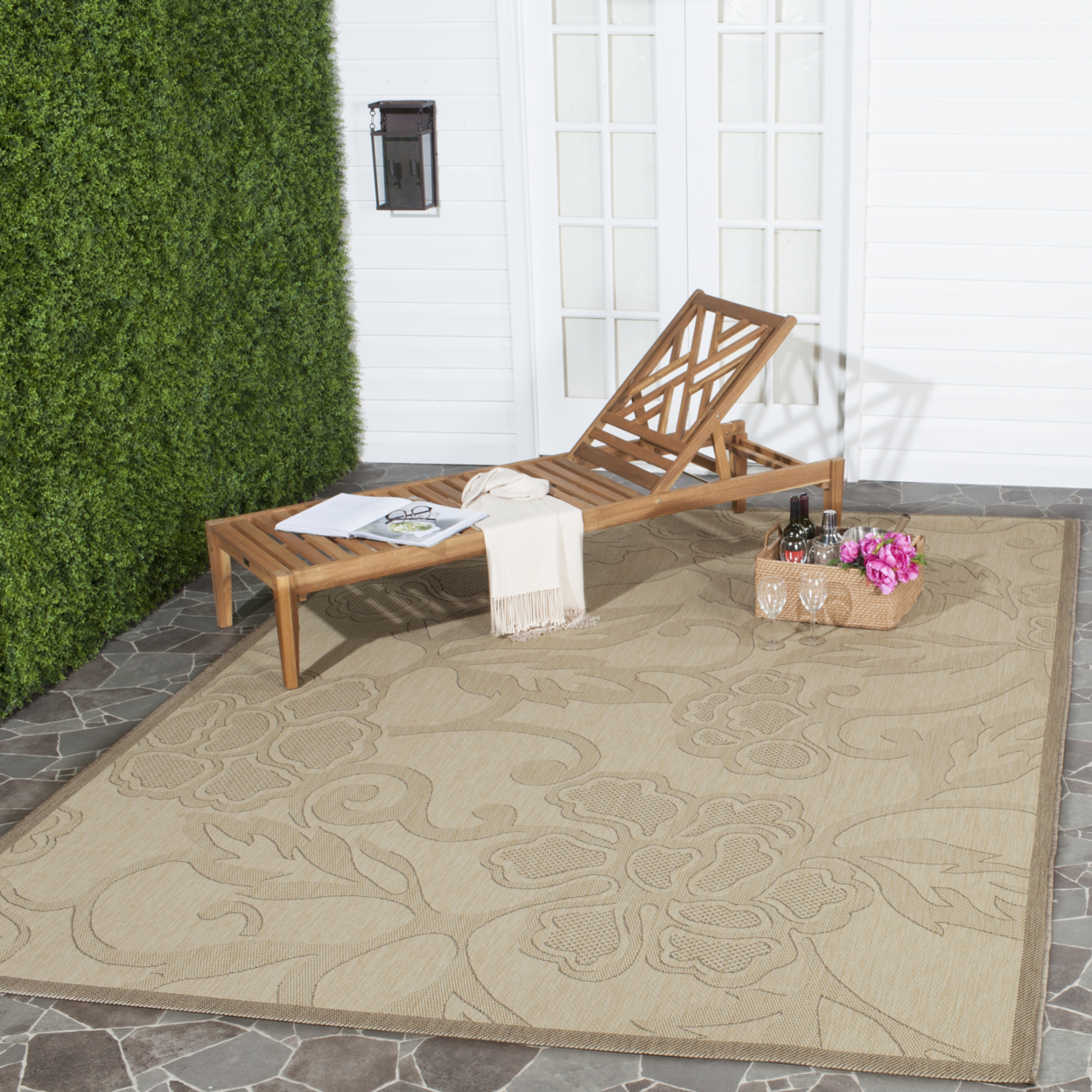 SAFAVIEH Outdoor CY2726-3001 Courtyard Natural / Brown Rug - 4' X 5' 7