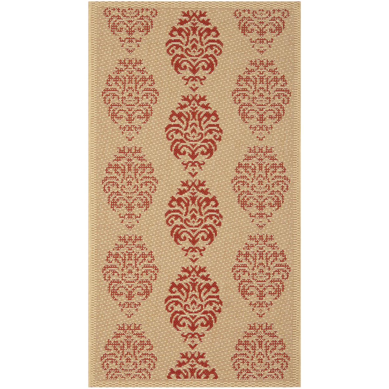 SAFAVIEH Outdoor CY2720-3701 Courtyard Natural / Red Rug - 2' 3 X 6' 7