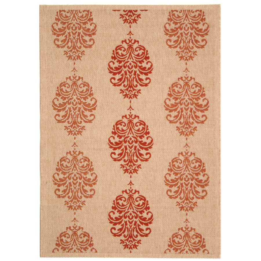 SAFAVIEH Outdoor CY2720-3701 Courtyard Natural / Red Rug - 4' X 5' 7