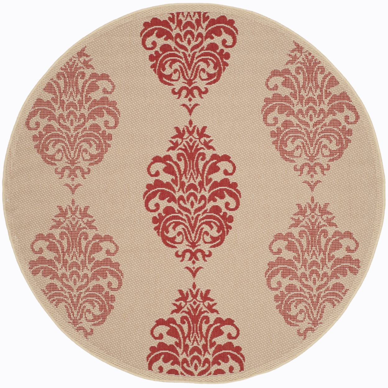 SAFAVIEH Outdoor CY2720-3701 Courtyard Natural / Red Rug - 5' 3 Round