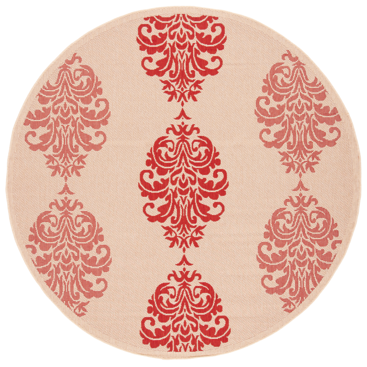 SAFAVIEH Outdoor CY2720-3701 Courtyard Natural / Red Rug - 6' 7 Round