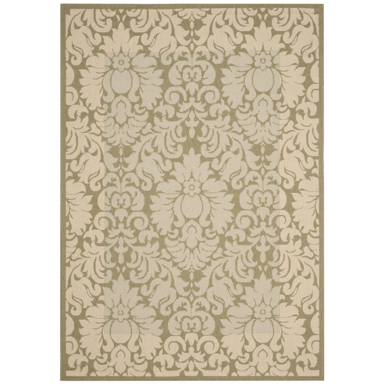 SAFAVIEH Outdoor CY2727-1E06 Courtyard Olive / Natural Rug - 4' X 5' 7
