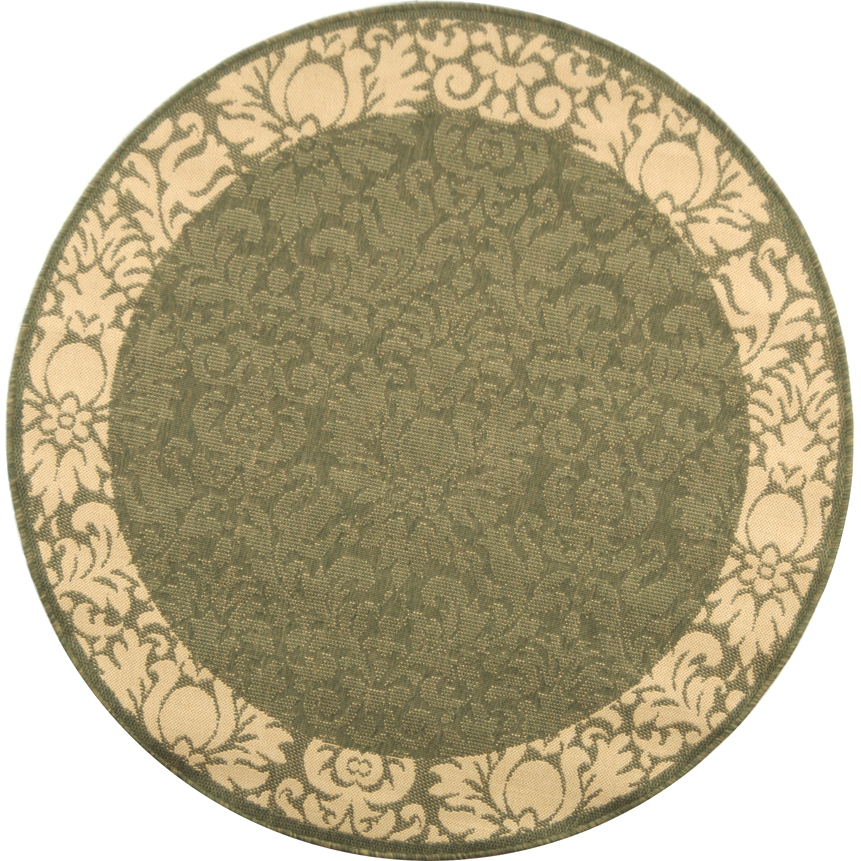 SAFAVIEH Outdoor CY2727-1E06 Courtyard Olive / Natural Rug - 5' 3 Round