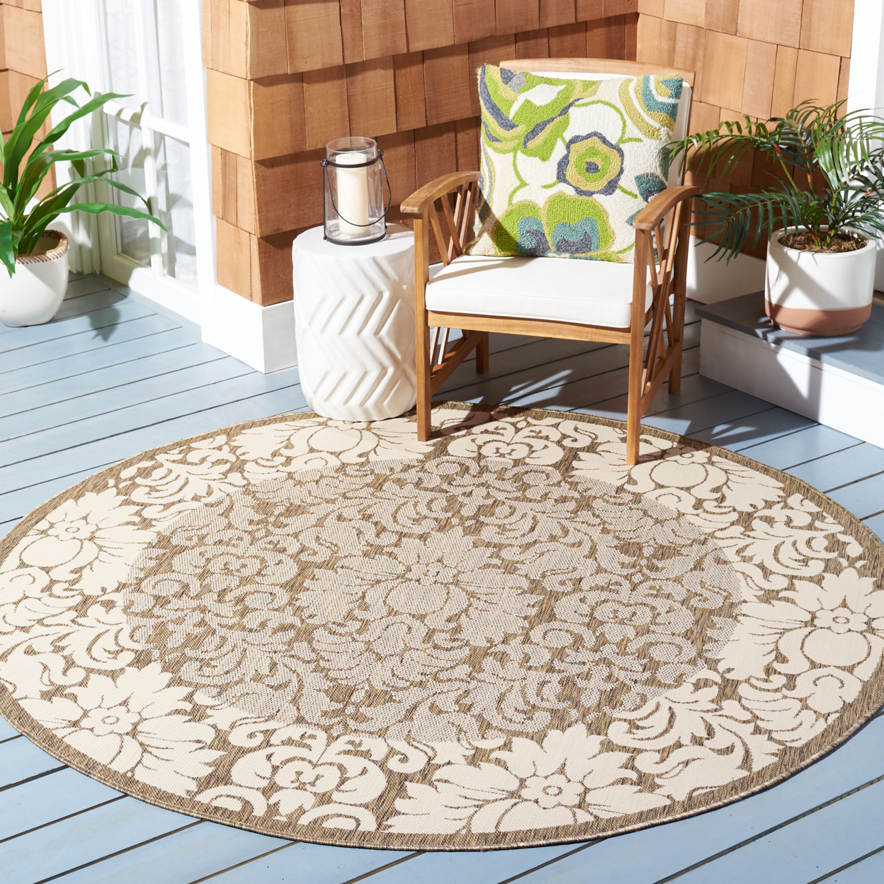 SAFAVIEH Outdoor CY2727-3009 Courtyard Brown / Natural Rug - 5' 3 X 7' 7