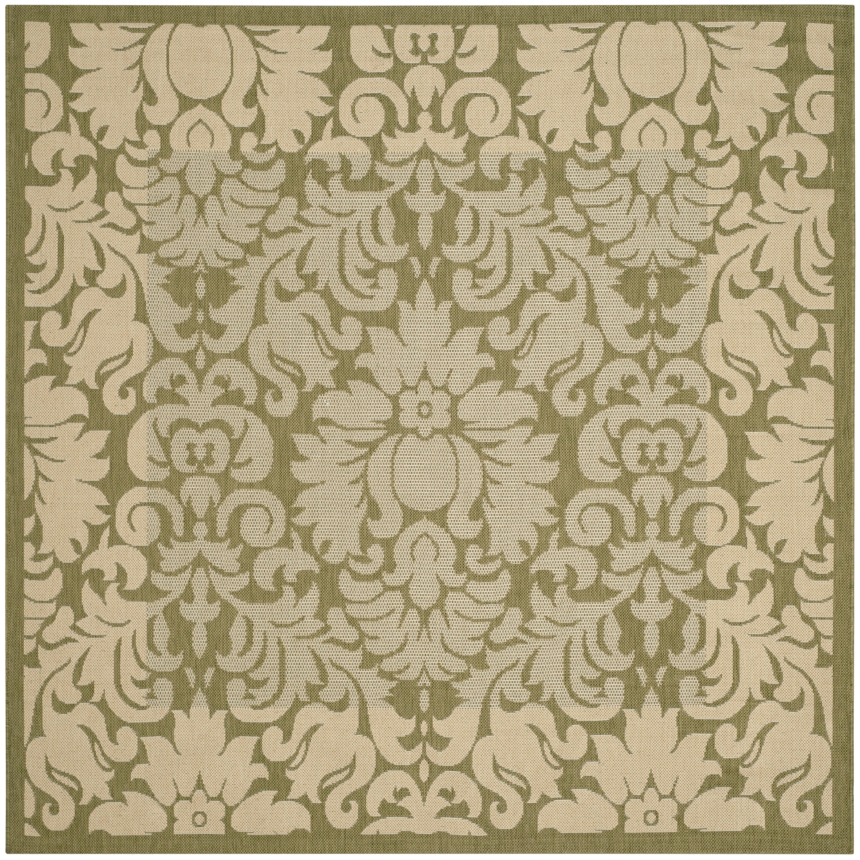 SAFAVIEH Outdoor CY2727-1E06 Courtyard Olive / Natural Rug - 6' 7 Square