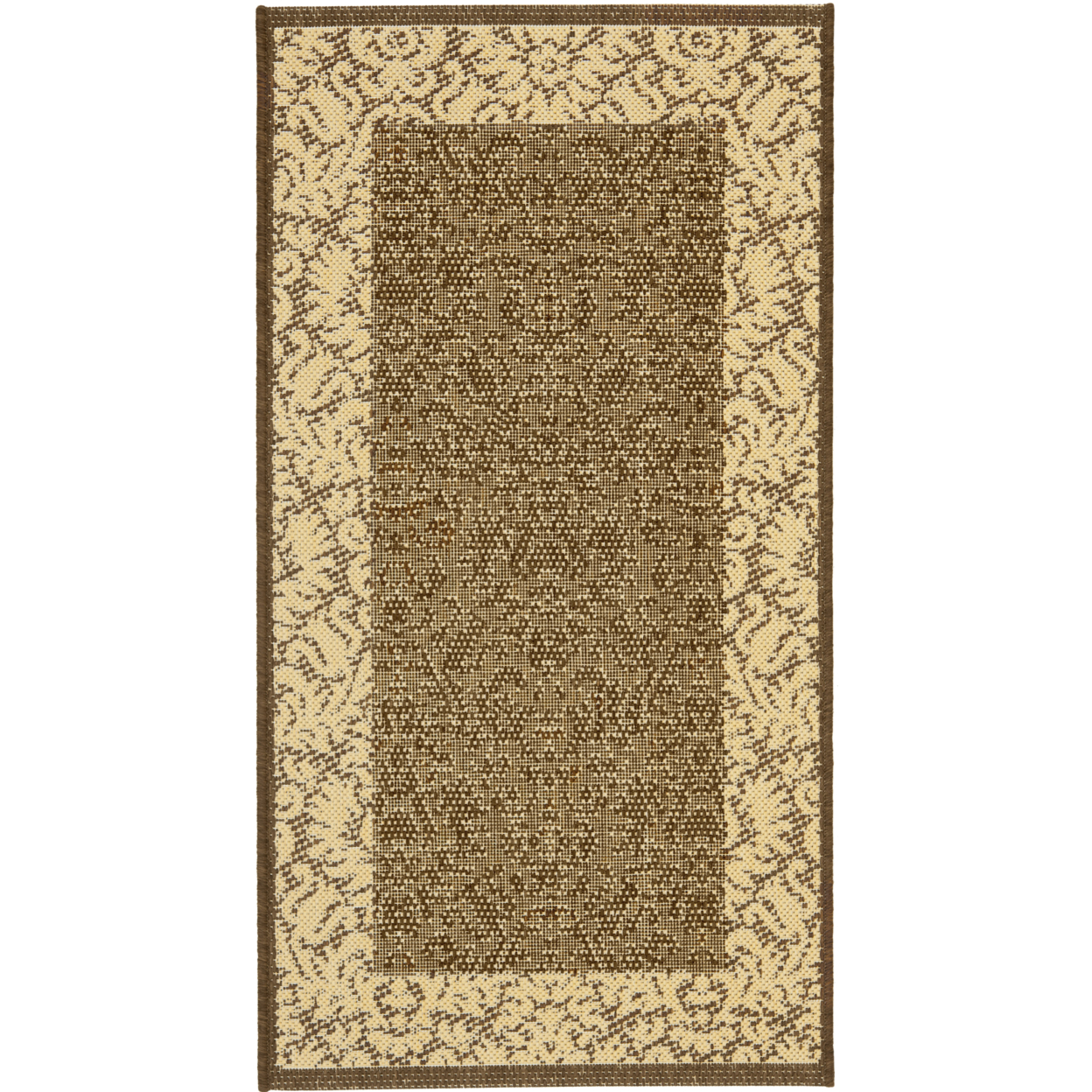 SAFAVIEH Outdoor CY2727-3409 Courtyard Chocolate / Natural Rug - 6' 7 Square