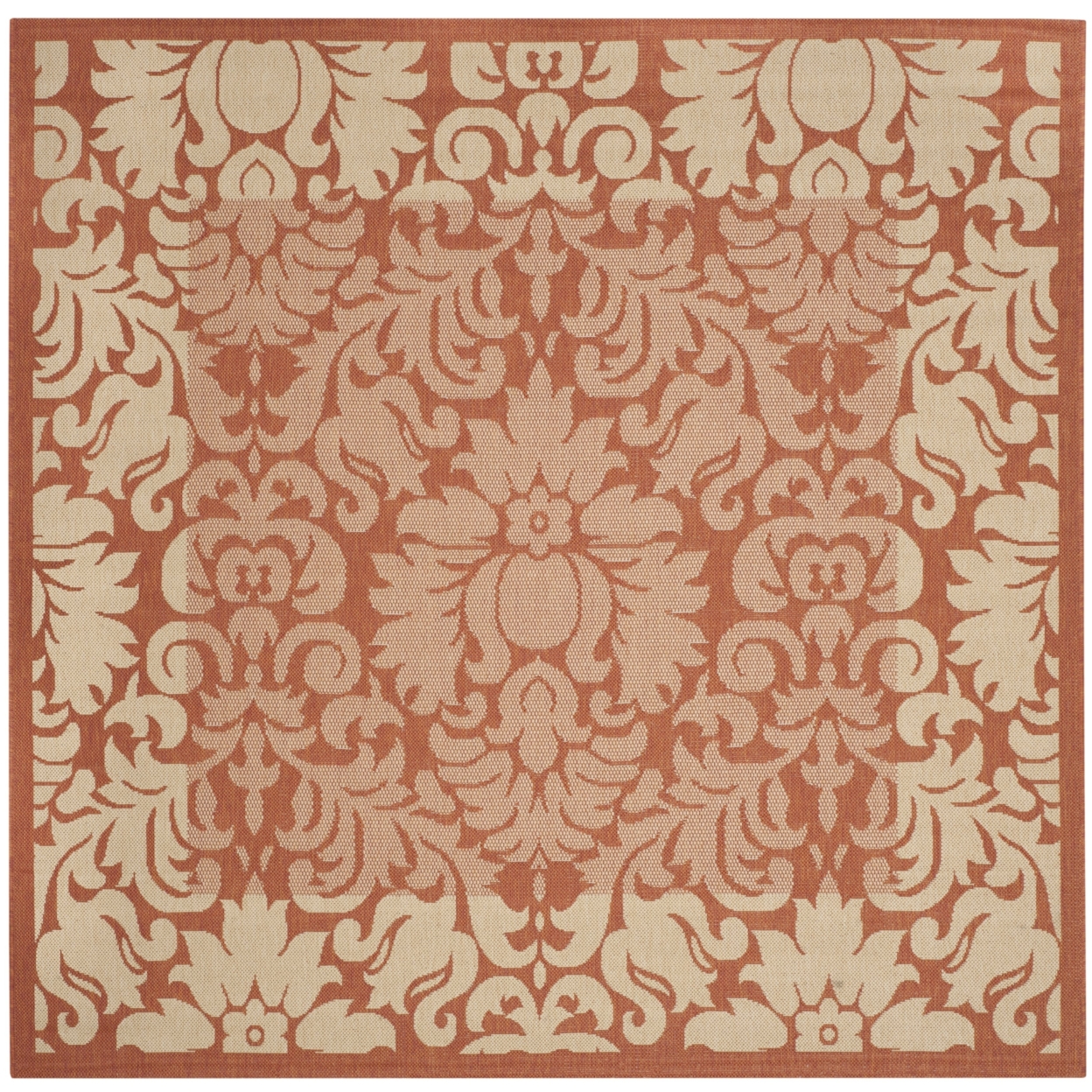 SAFAVIEH Outdoor CY2727-3202 Courtyard Terracotta / Natural Rug - 7' 10 Square