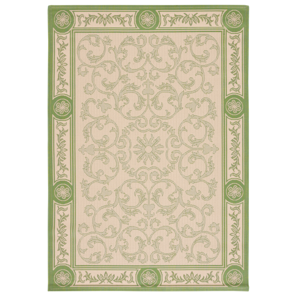 SAFAVIEH Outdoor CY2829-1E01 Courtyard Natural / Olive Rug - 6' 7 Round