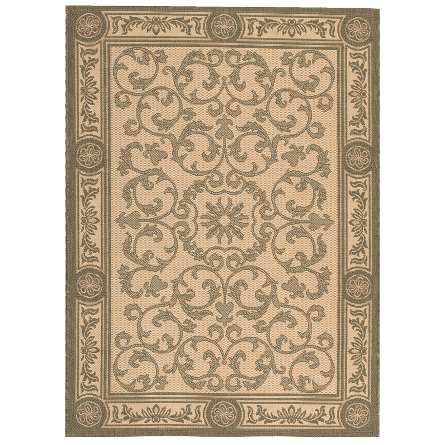 SAFAVIEH Outdoor CY2829-1E01 Courtyard Natural / Olive Rug - 4' X 5' 7