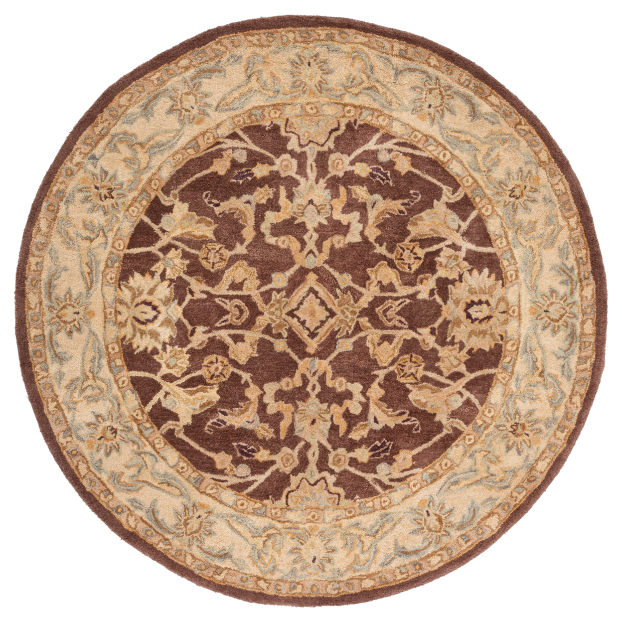SAFAVIEH Anatolia AN545B Handmade Brown / Tan Rug - 8' Round