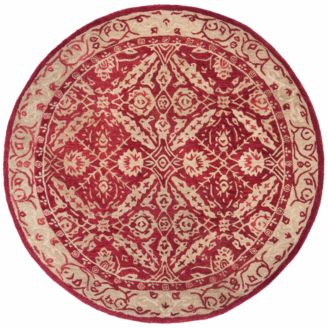 SAFAVIEH Anatolia AN583B Handmade Red / Ivory Rug - 6' Round