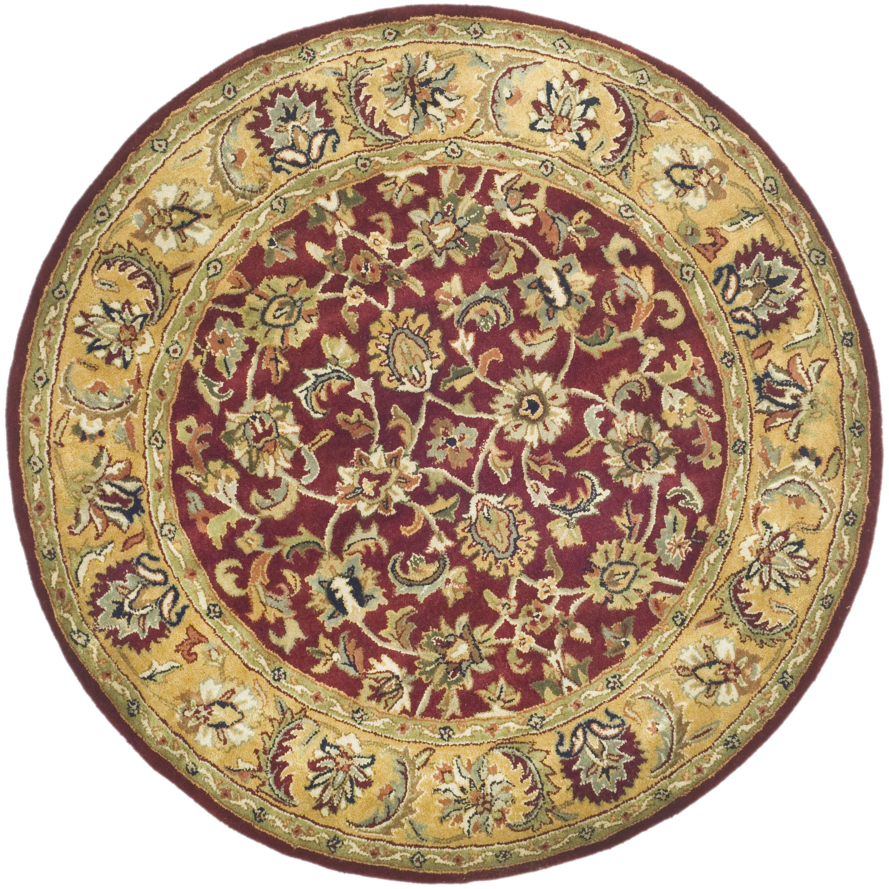 SAFAVIEH Classic Collection CL758C Handmade Red/Gold Rug - 3' 6 Round