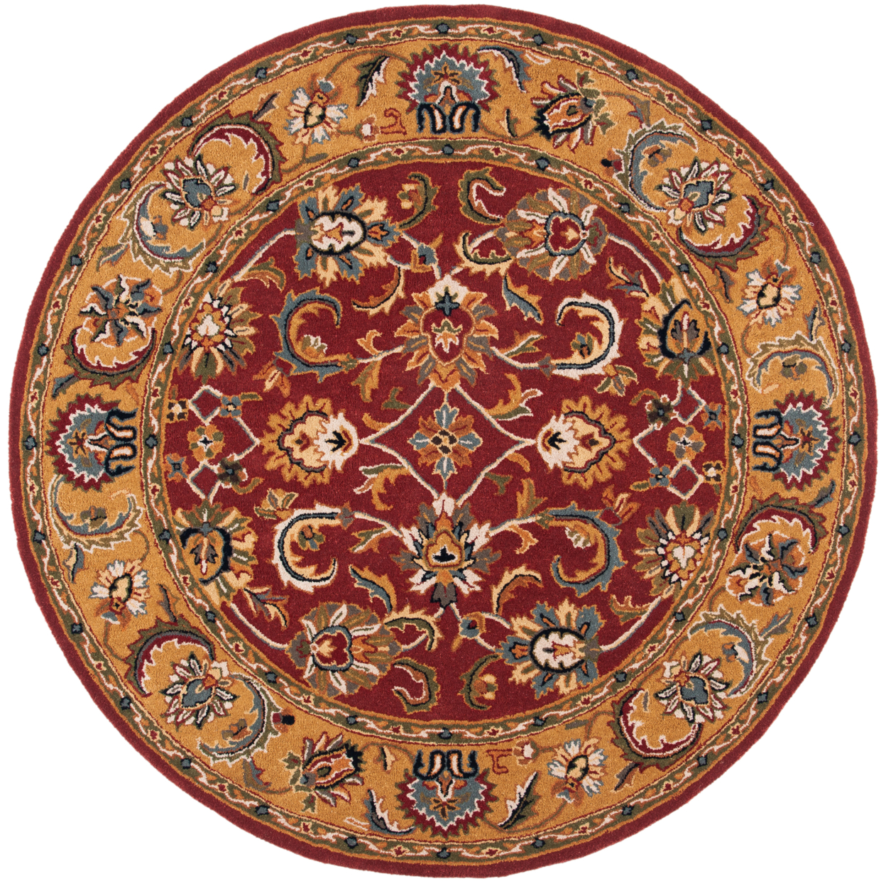 SAFAVIEH Classic Collection CL758C Handmade Red/Gold Rug - 6' Round