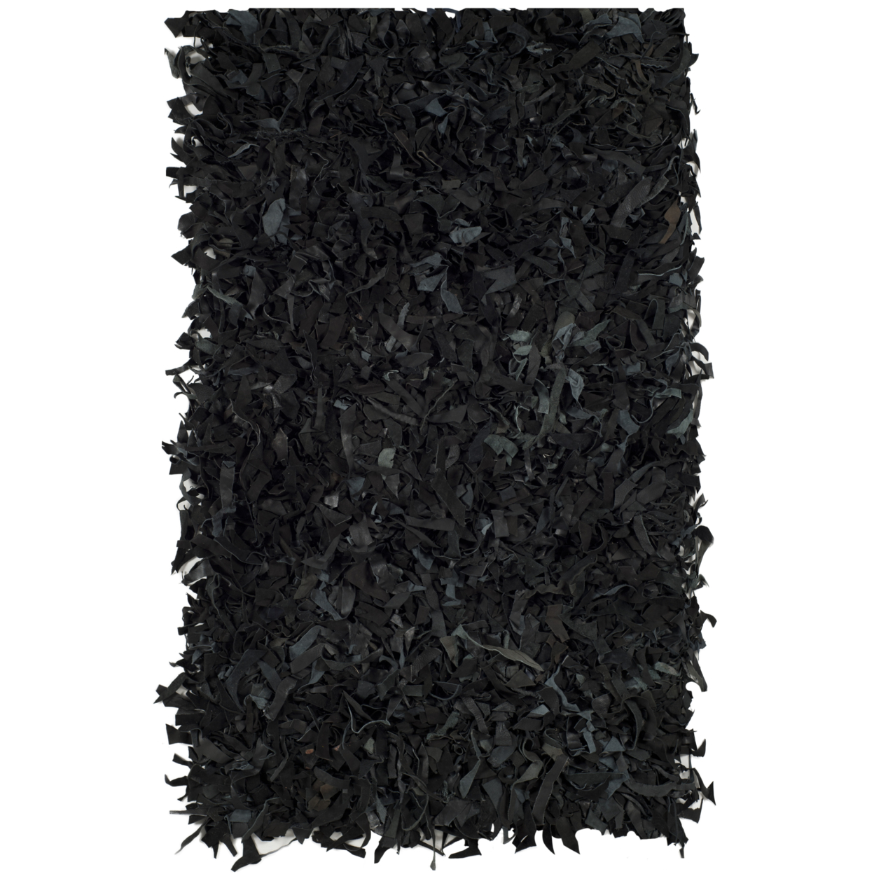 SAFAVIEH Leather Shag LSG511A Hand-knotted Black Rug - 8' Square