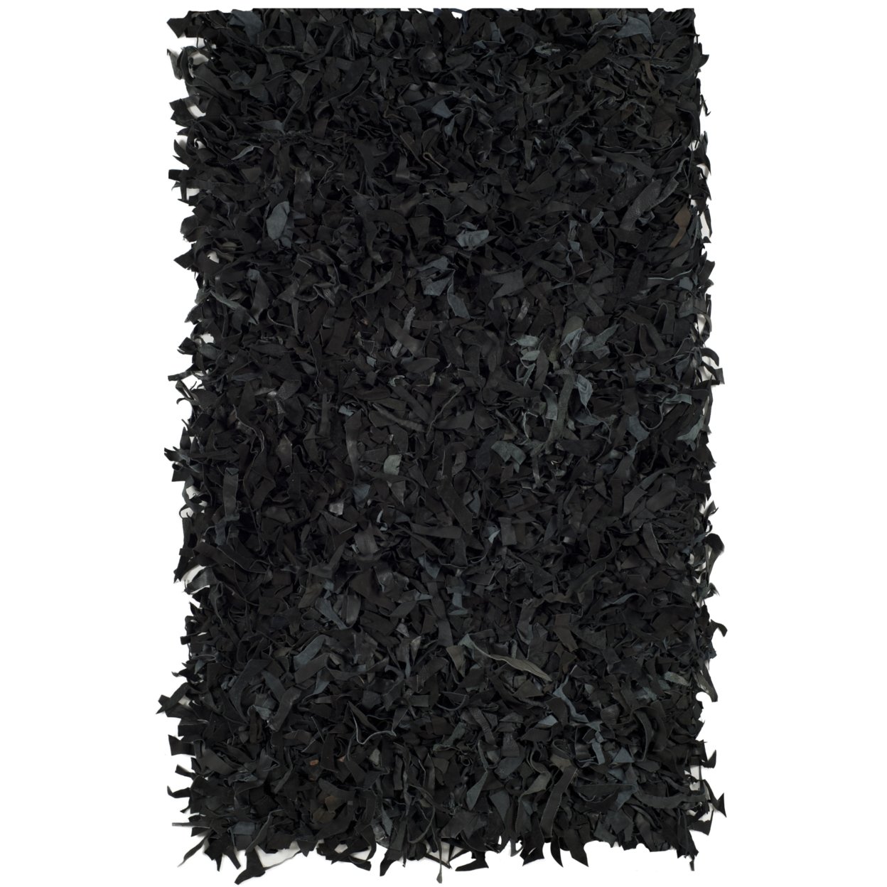SAFAVIEH Leather Shag LSG511A Hand-knotted Black Rug - 8' X 10'