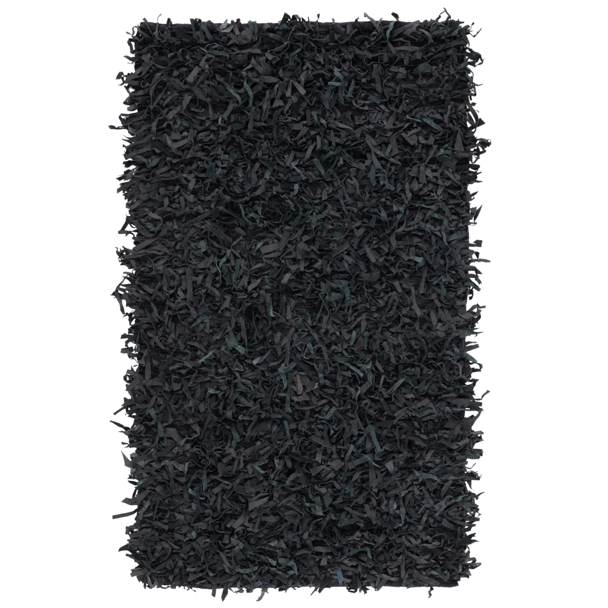 SAFAVIEH Leather Shag LSG511A Hand-knotted Black Rug - 4' X 6'