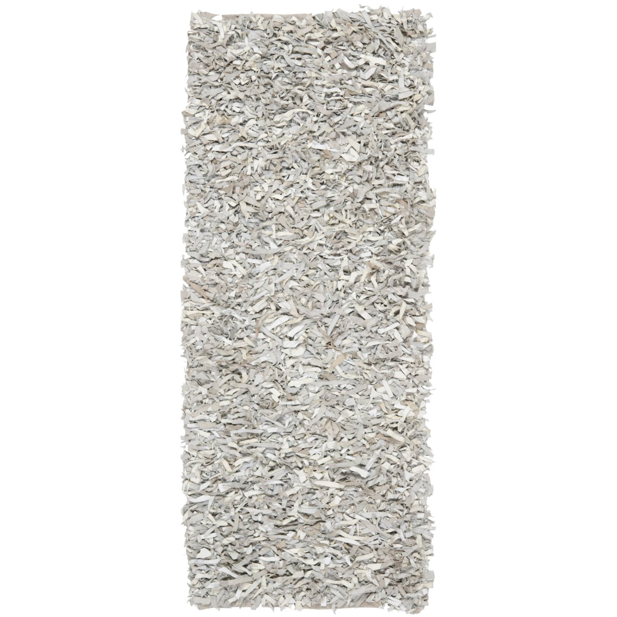 SAFAVIEH Leather Shag LSG511C Hand-knotted White Rug - 2' 3 X 4'
