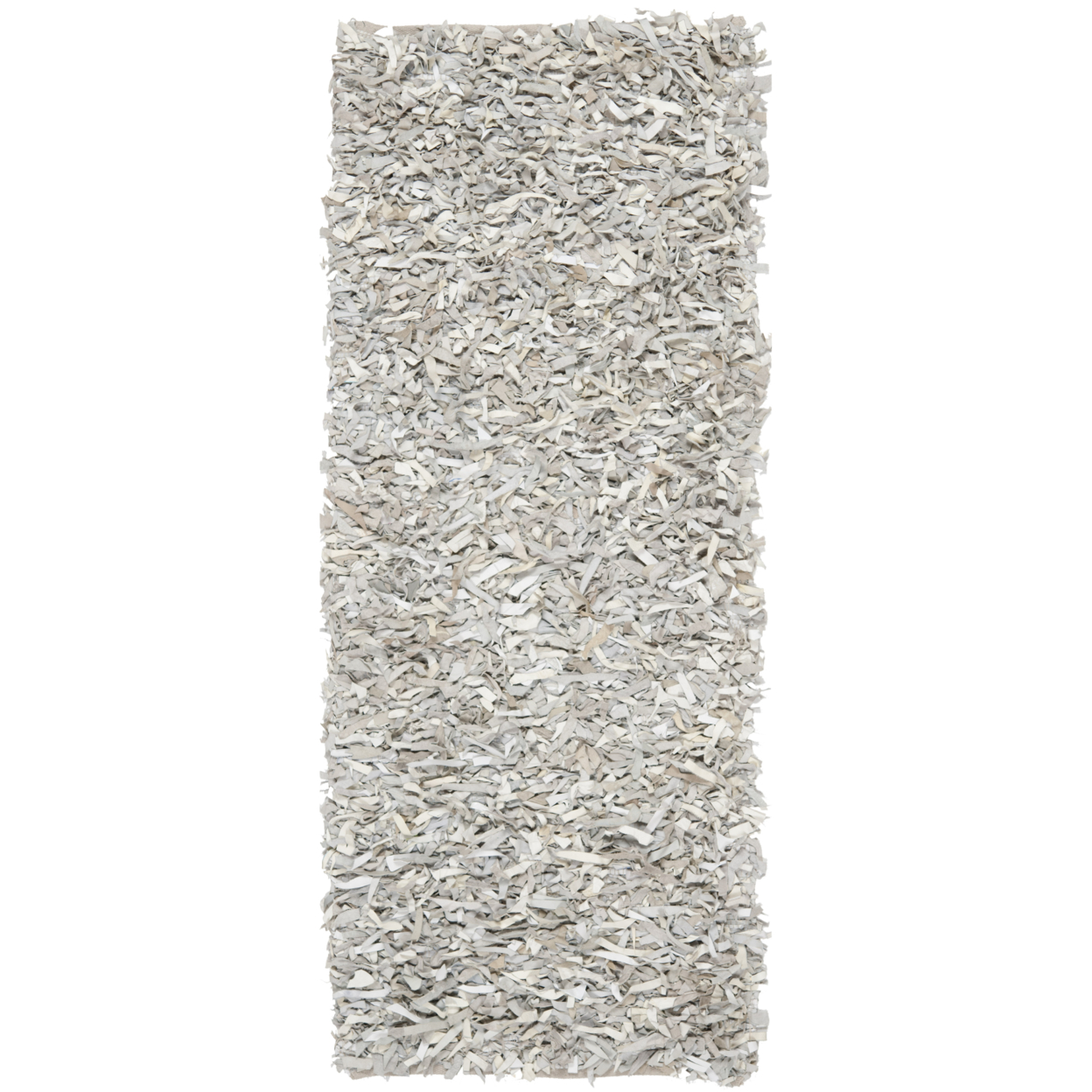 SAFAVIEH Leather Shag LSG511C Hand-knotted White Rug - 6' Square