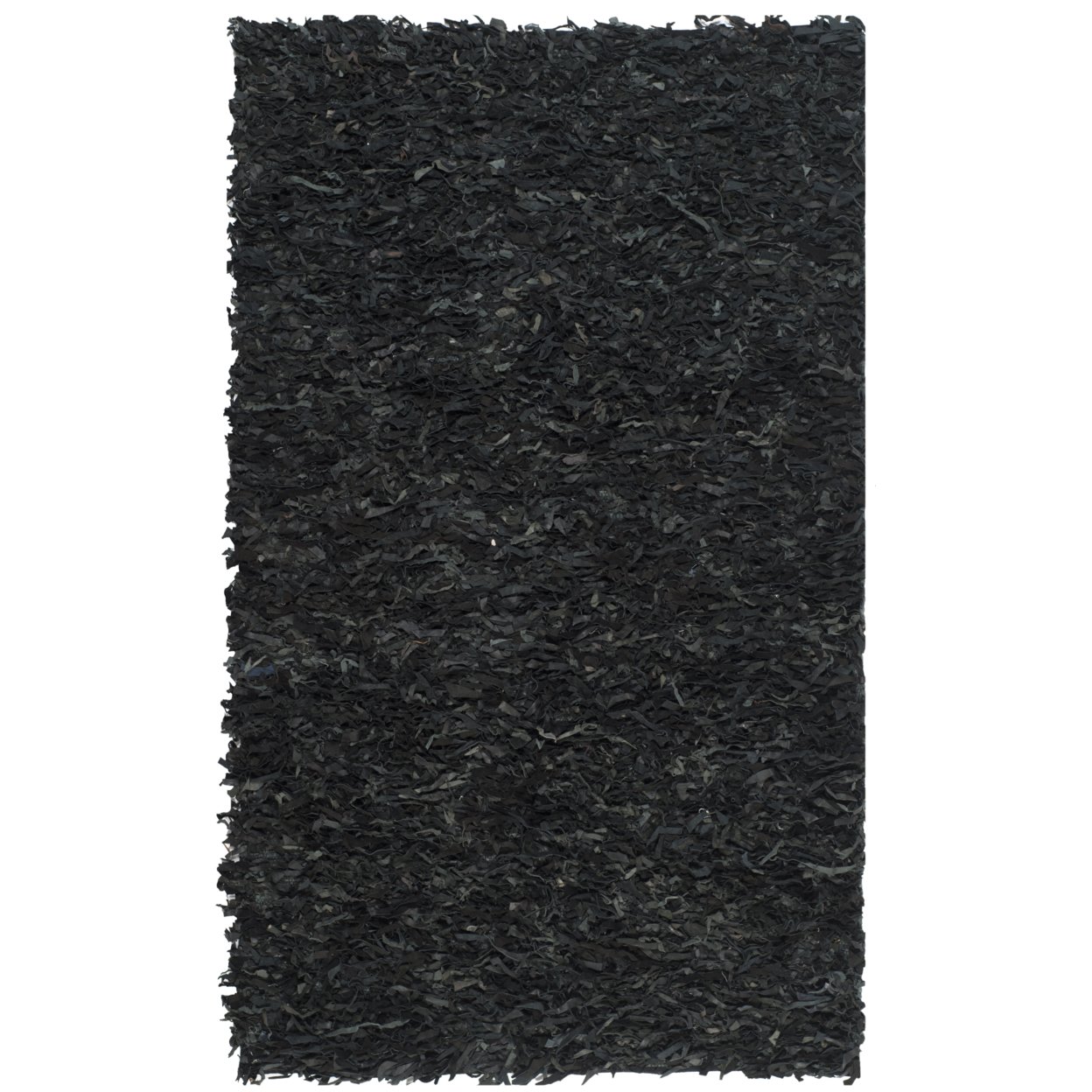 SAFAVIEH Leather Shag LSG511A Hand-knotted Black Rug - 5' X 8'