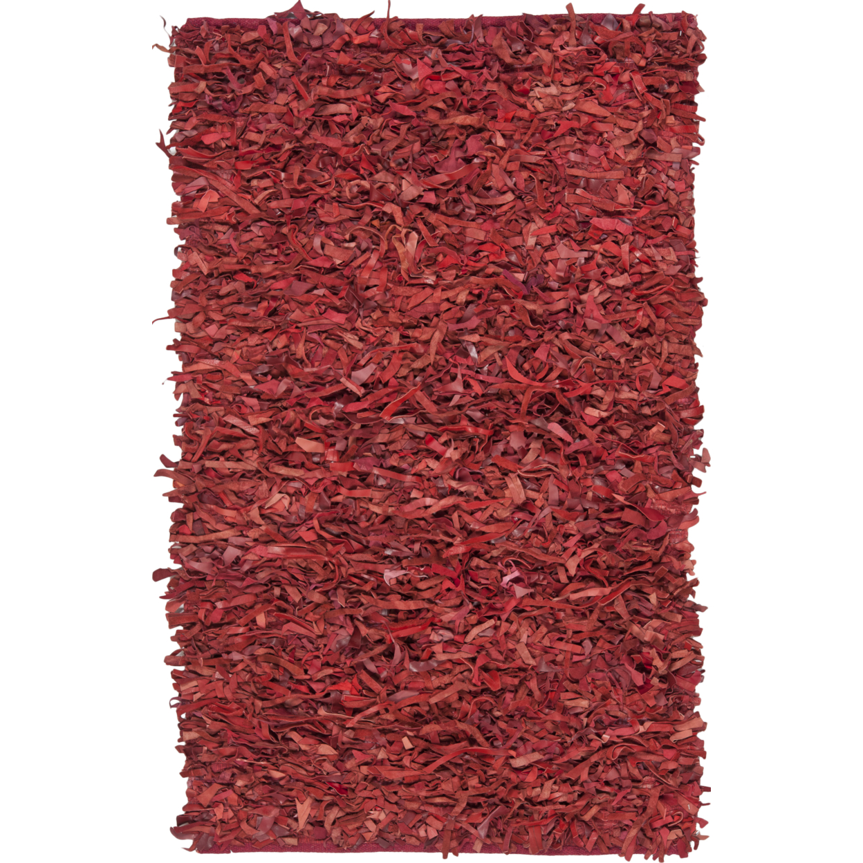 SAFAVIEH Leather Shag LSG511D Hand-knotted Red Rug - 8' Square