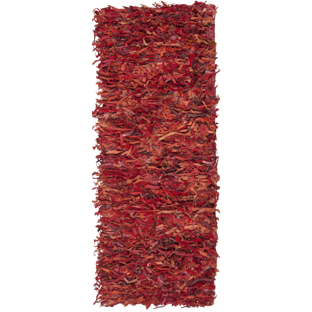SAFAVIEH Leather Shag LSG511D Hand-knotted Red Rug - 2' 3 X 6'