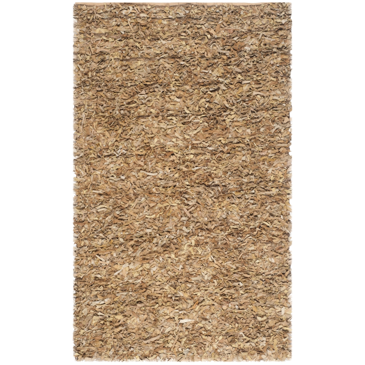 SAFAVIEH Leather Shag LSG511G Hand-knotted Light Gold Rug - 5' X 8'