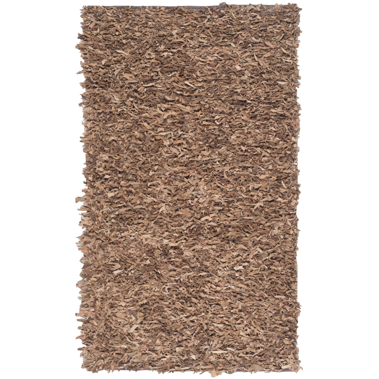 SAFAVIEH Leather Shag LSG511K Hand-knotted Brown Rug - 4' X 6'