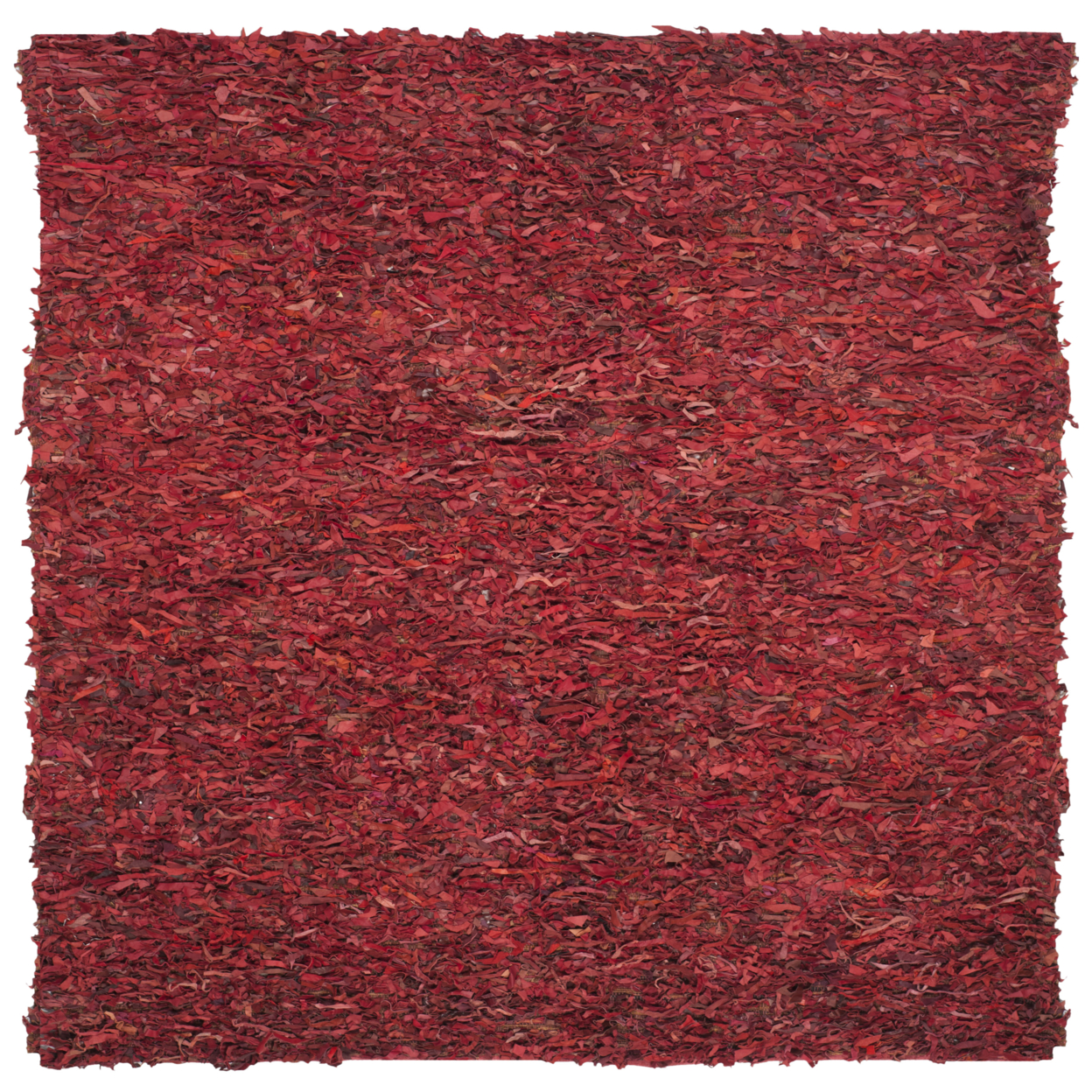 SAFAVIEH Leather Shag LSG511D Hand-knotted Red Rug - 6' Square