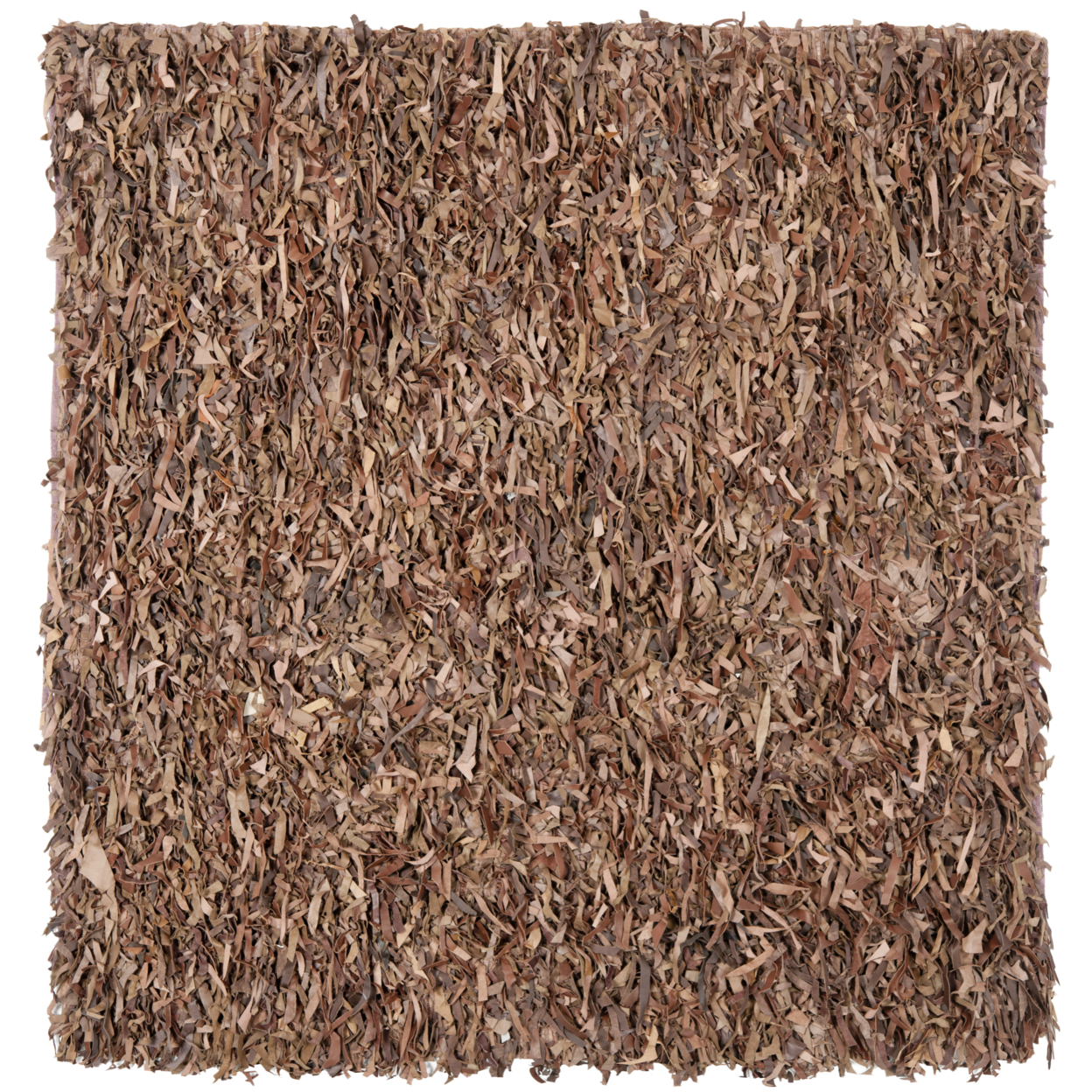 SAFAVIEH Leather Shag LSG511K Hand-knotted Brown Rug - 6' Square