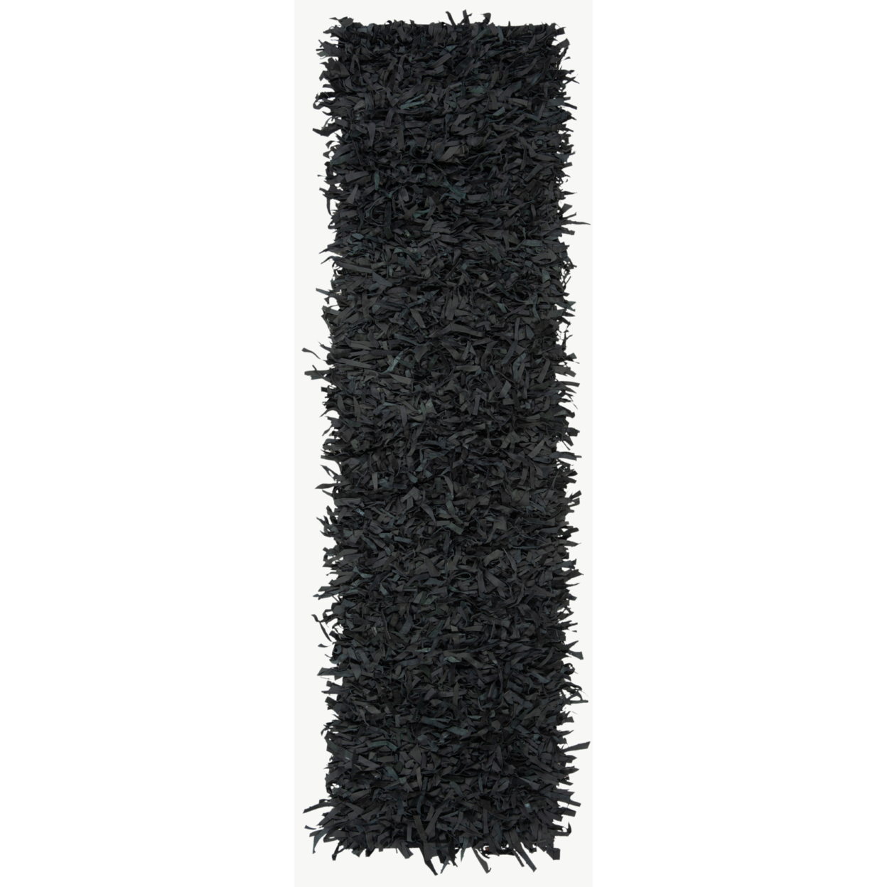 SAFAVIEH Leather Shag LSG601A Hand-knotted Black Rug - 5' Square