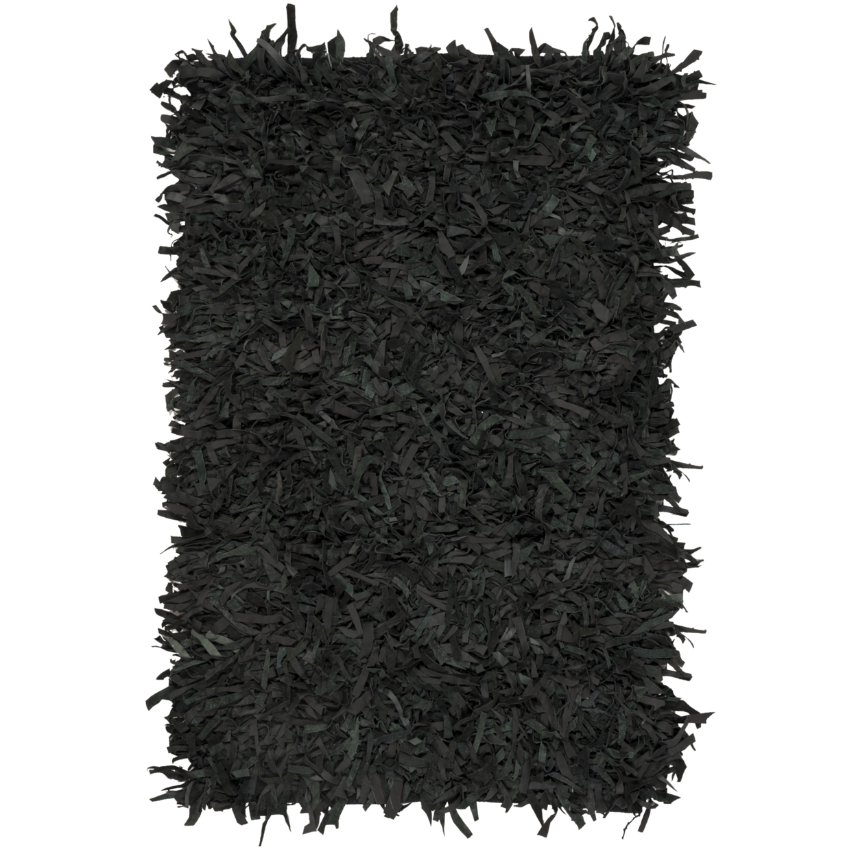 SAFAVIEH Leather Shag LSG601A Hand-knotted Black Rug - 4' X 6'