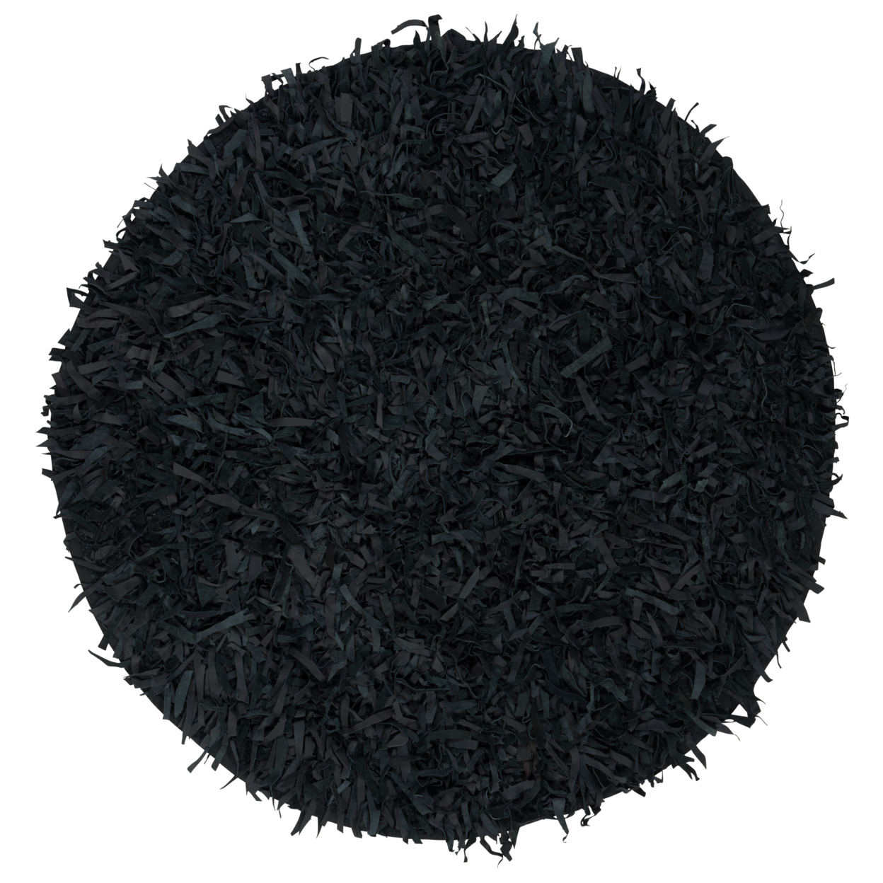 SAFAVIEH Leather Shag LSG601A Hand-knotted Black Rug - 5' Round