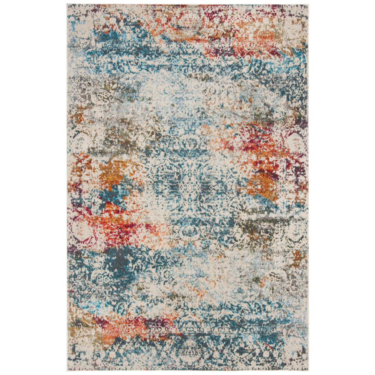 SAFAVIEH Luxor Collection LUX308A Ivory / Blue Rug - 3' X 5'
