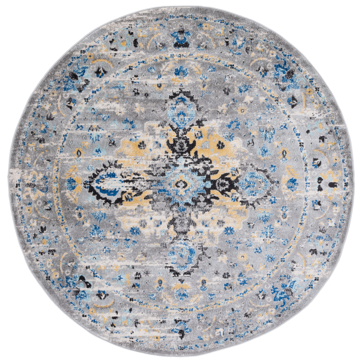 SAFAVIEH Madison Collection MAD154D Grey / Gold Rug - 6' 7 Round