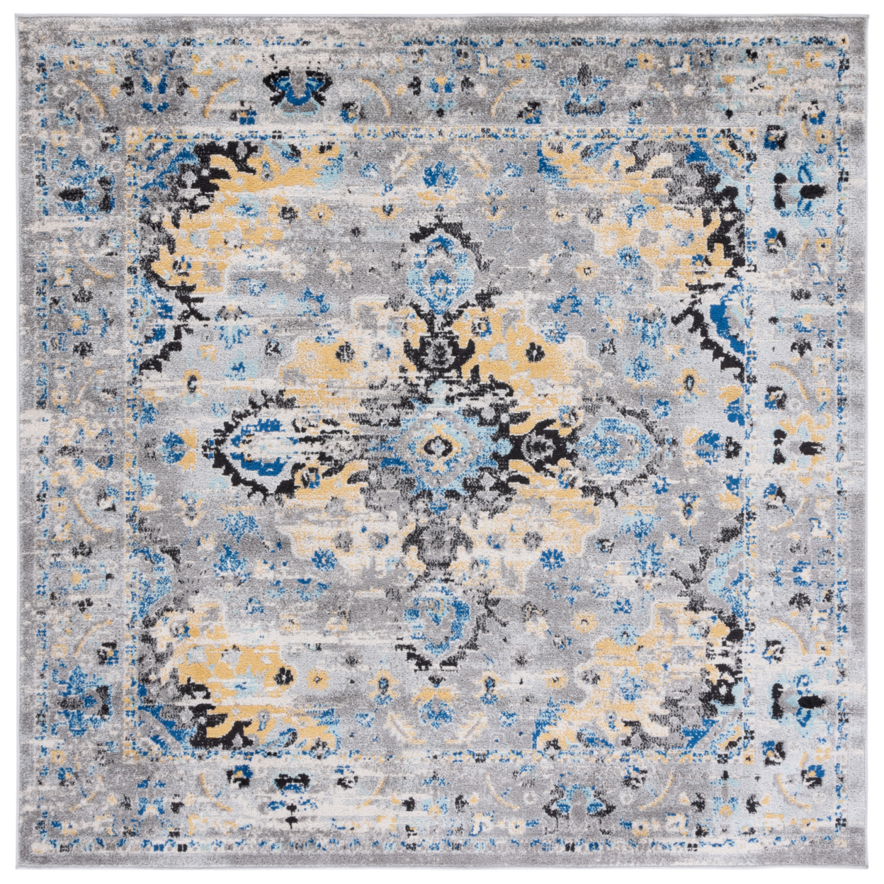 SAFAVIEH Madison Collection MAD154D Grey / Gold Rug - 6' 7 Square