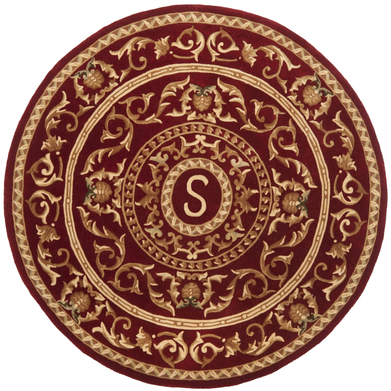 SAFAVIEH Naples Collection NA519S Handmade Burgundy Rug - 6' Round