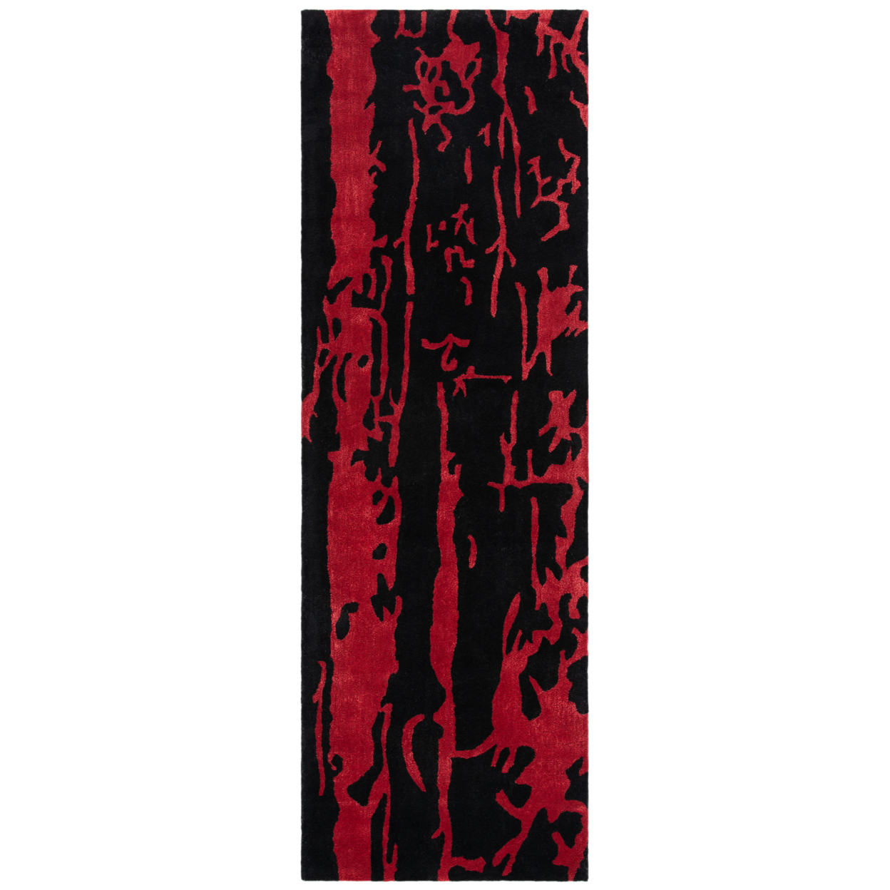 SAFAVIEH Soho Collection SOH326B Handmade Black / Red Rug - 2' 6 X 12'