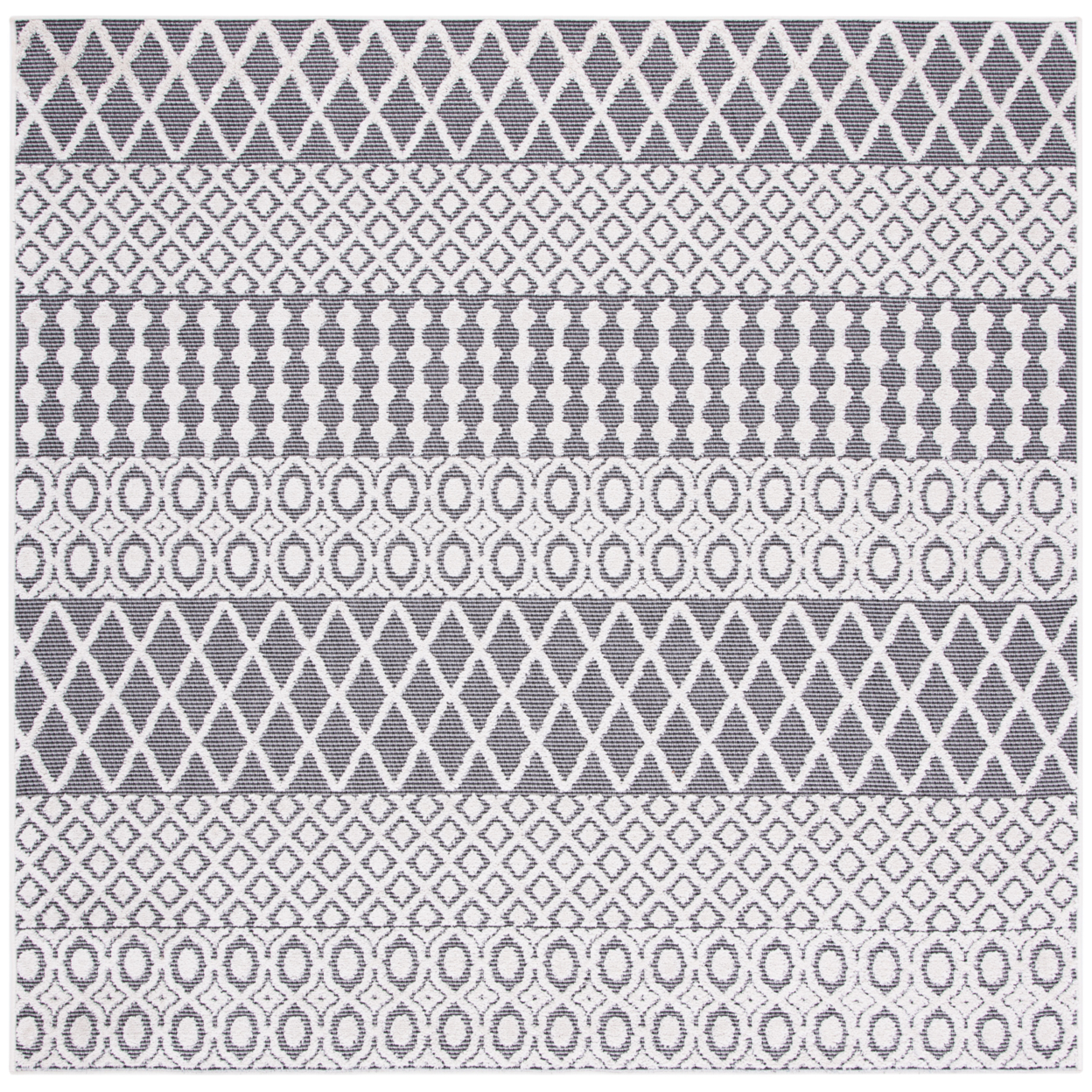 SAFAVIEH Outdoor CBN652A Cabana Collection Ivory / Grey Rug - 8' Square