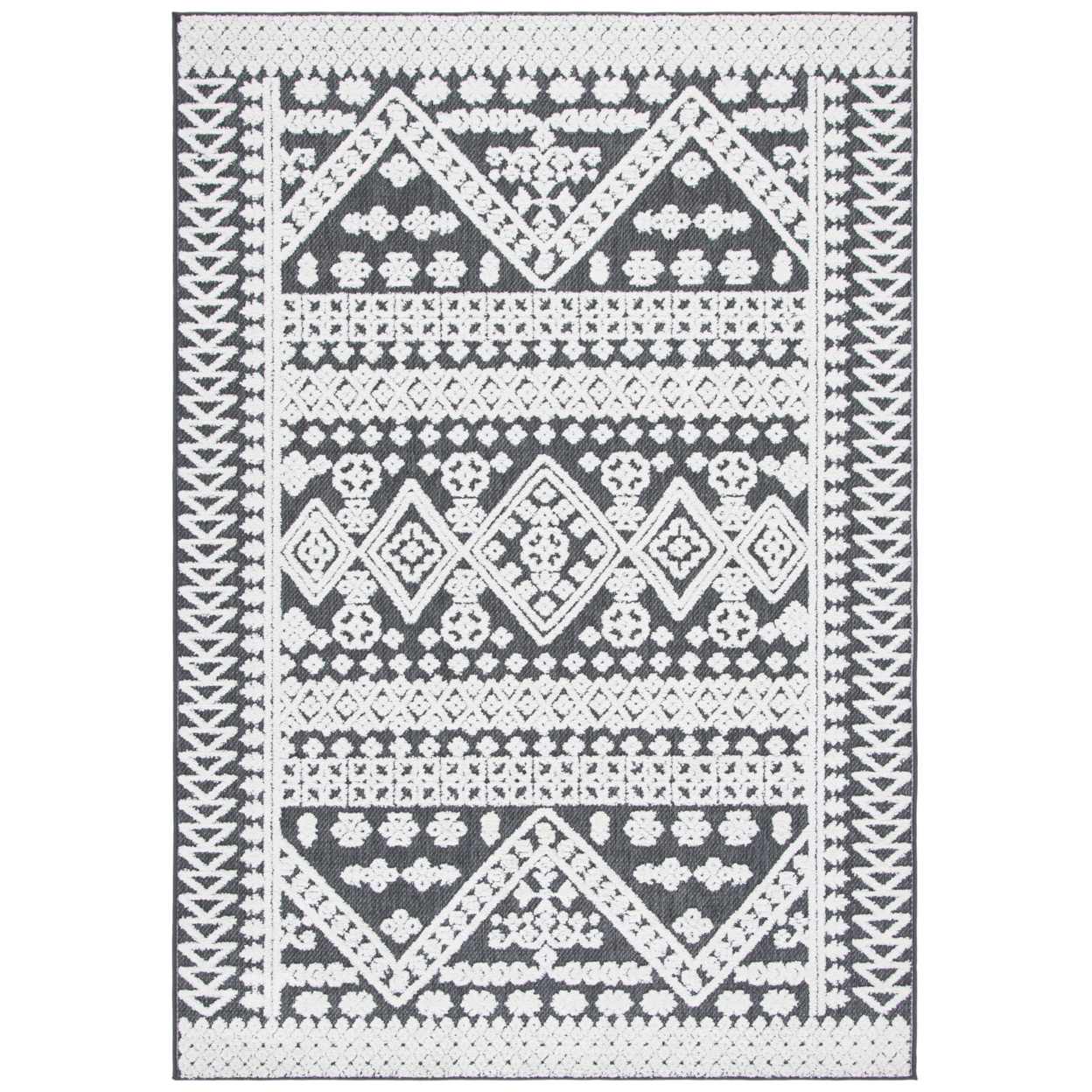 SAFAVIEH Outdoor CBN658A Cabana Collection Ivory / Grey Rug - 3' X 5'