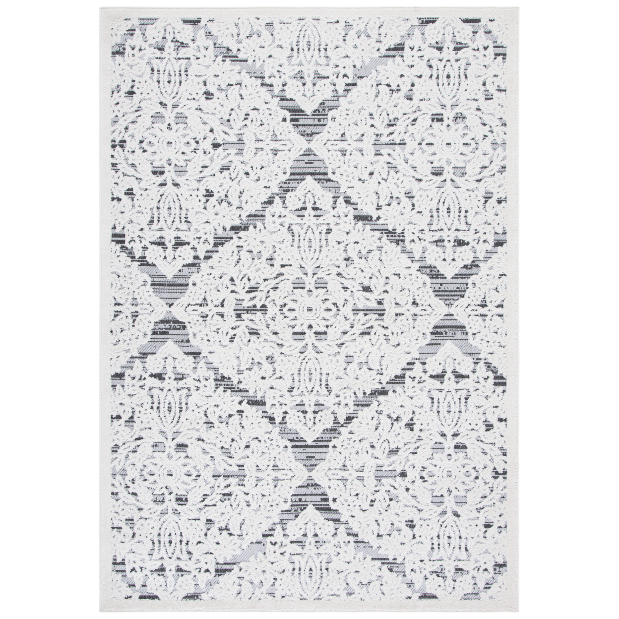 SAFAVIEH Outdoor CBN660A Cabana Collection Ivory / Grey Rug - 4-5 X 6-5