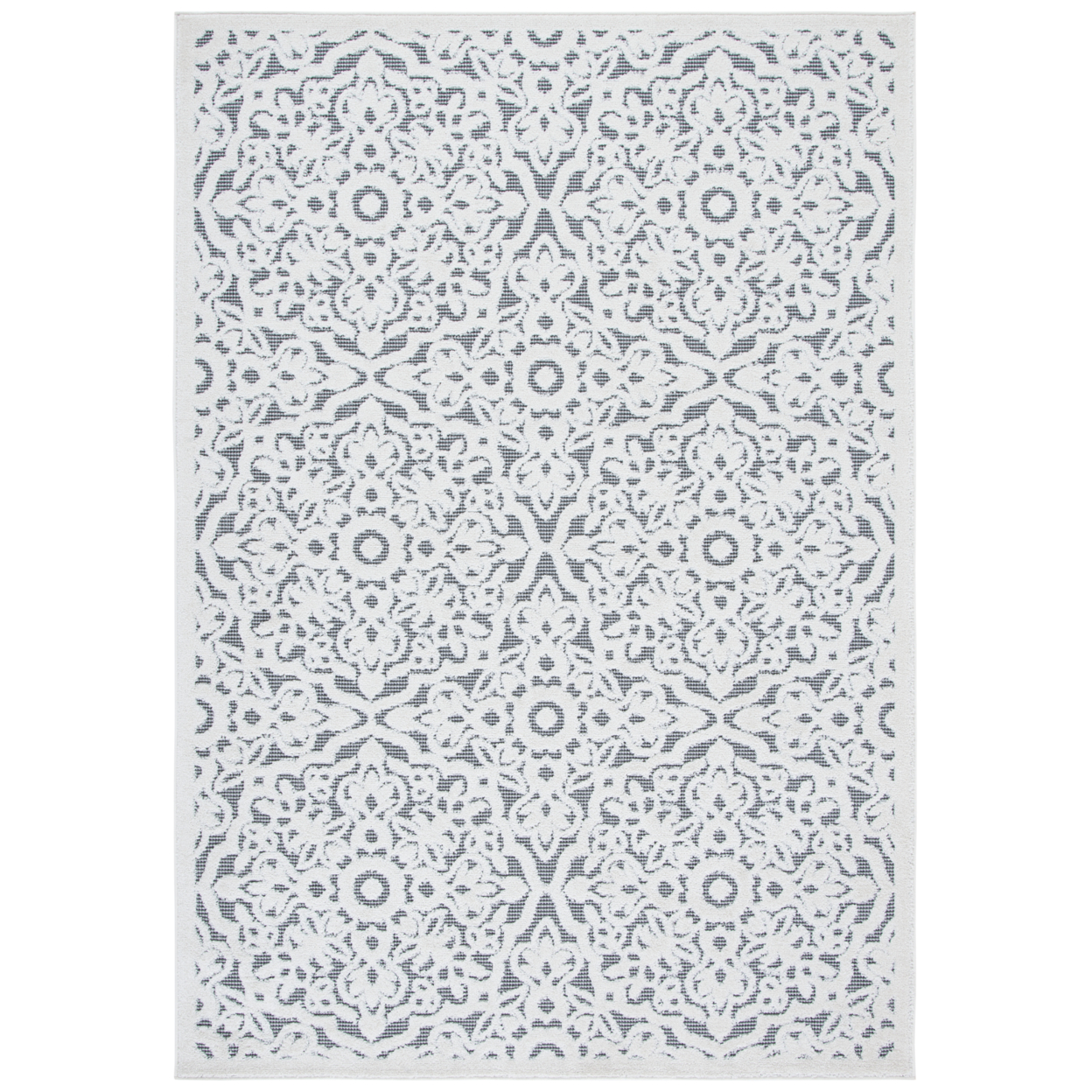 SAFAVIEH Outdoor CBN662A Cabana Collection Ivory / Grey Rug - 2' 2 X 8'