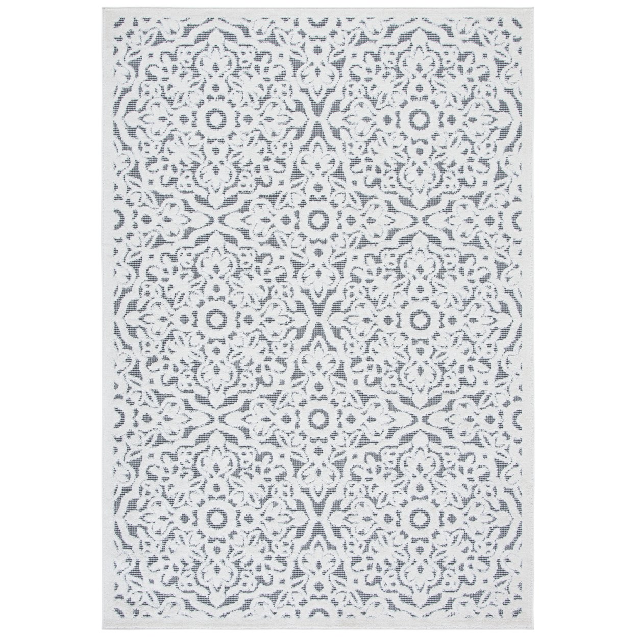 SAFAVIEH Outdoor CBN662A Cabana Collection Ivory / Grey Rug - 5-5 X 7-7