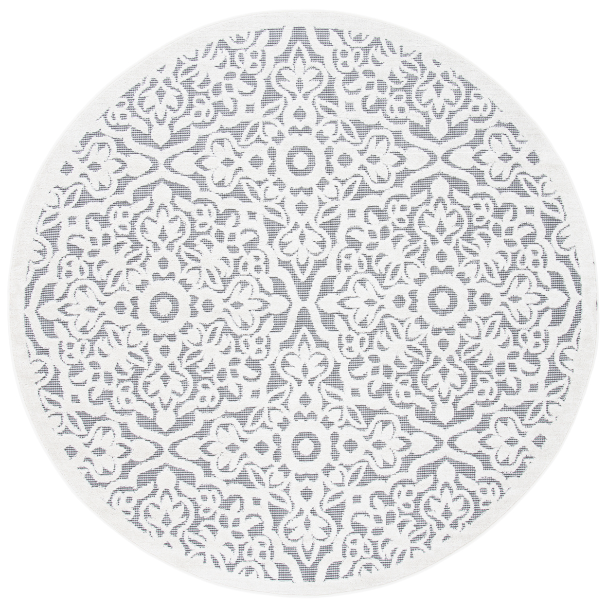 SAFAVIEH Outdoor CBN662A Cabana Collection Ivory / Grey Rug - 4' Round