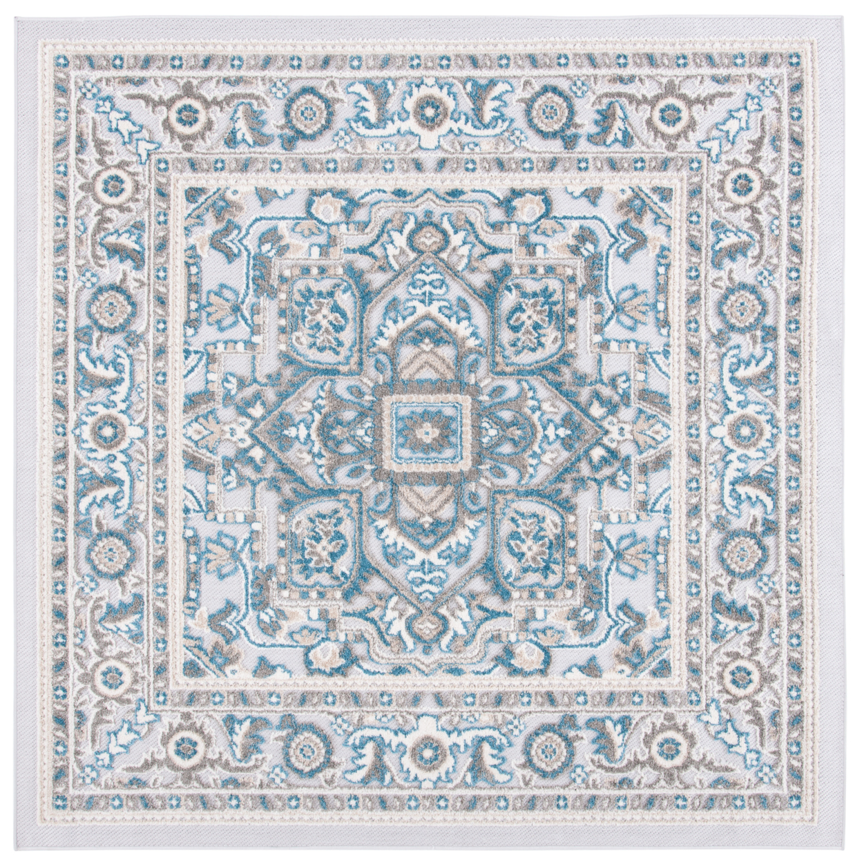 SAFAVIEH Outdoor CBN680N Cabana Collection Navy / Grey Rug - 6-7 X 6-7 Square